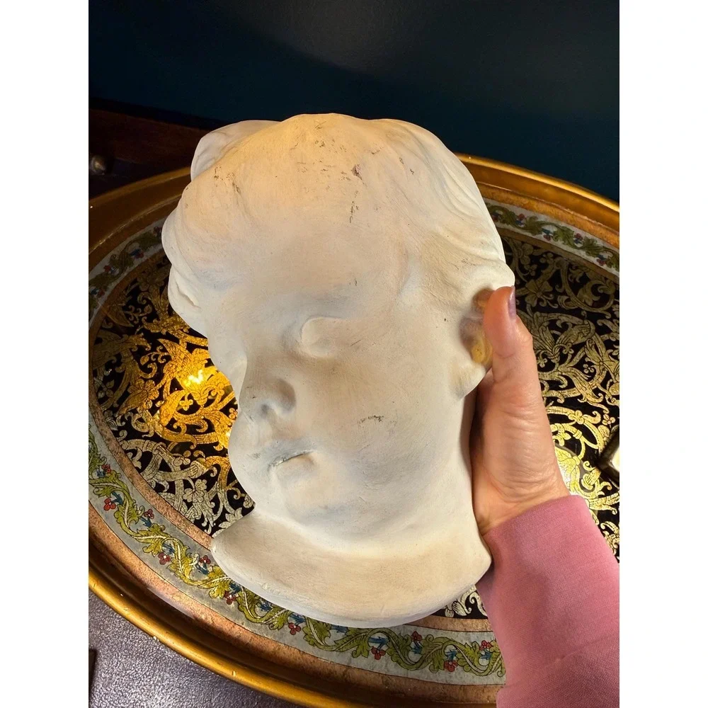 Vintage‎ Chalkware Wall Bust, Child — 10.5″, Plaster Sculpture, c. 1940s–50s